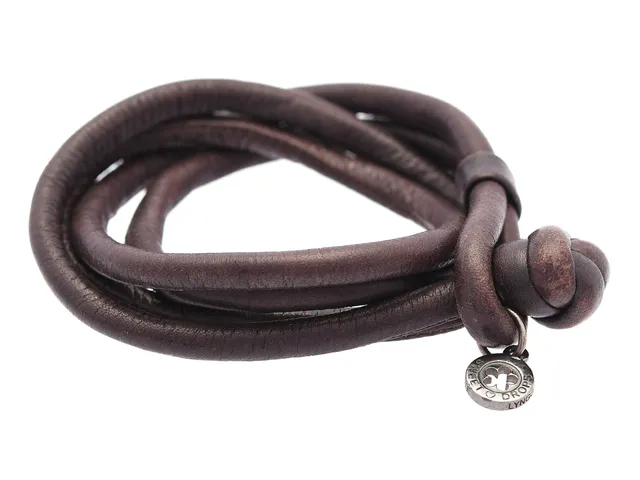 OLE LYNGGAARD, armband, Sweet drops, brunt läder, längd 37 cm.
