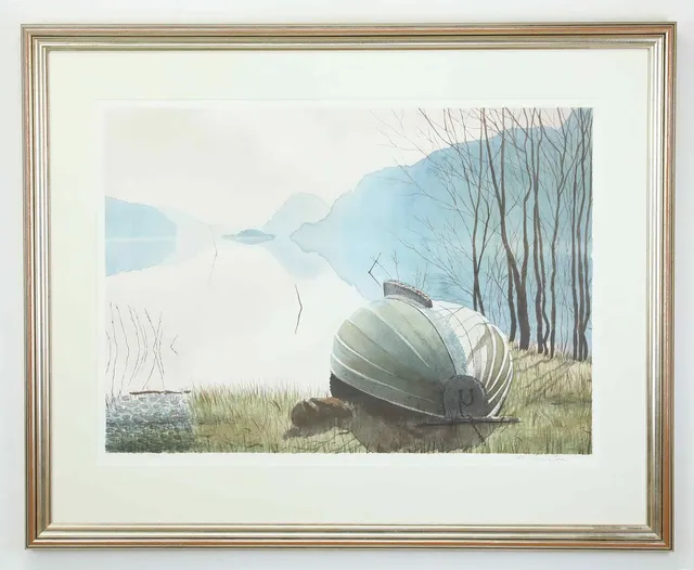 KAJ BERNSTONE. Färglitografi, "Eka vid sjö", signerad och numrerad 45/230.