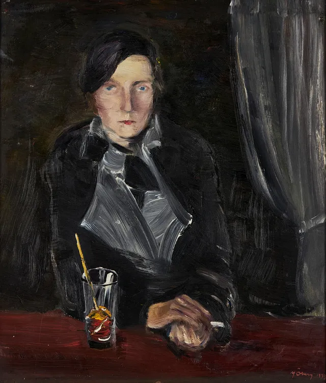 JOSEF ÖBERG (1890-1967). Baren - dam med cigarett , signerad och daterad J Öberg 1933, olja på duk.