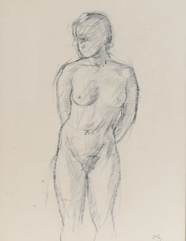 HUGO ZUHR. Teckning, signerad.