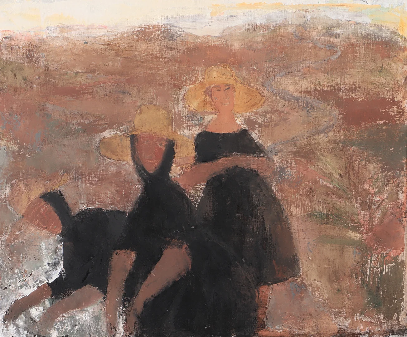 INGA HENSE. "Tvätterskorna i bergen", olja på duk, signerad. — Paintings — Helsingborgs Auktionskammare