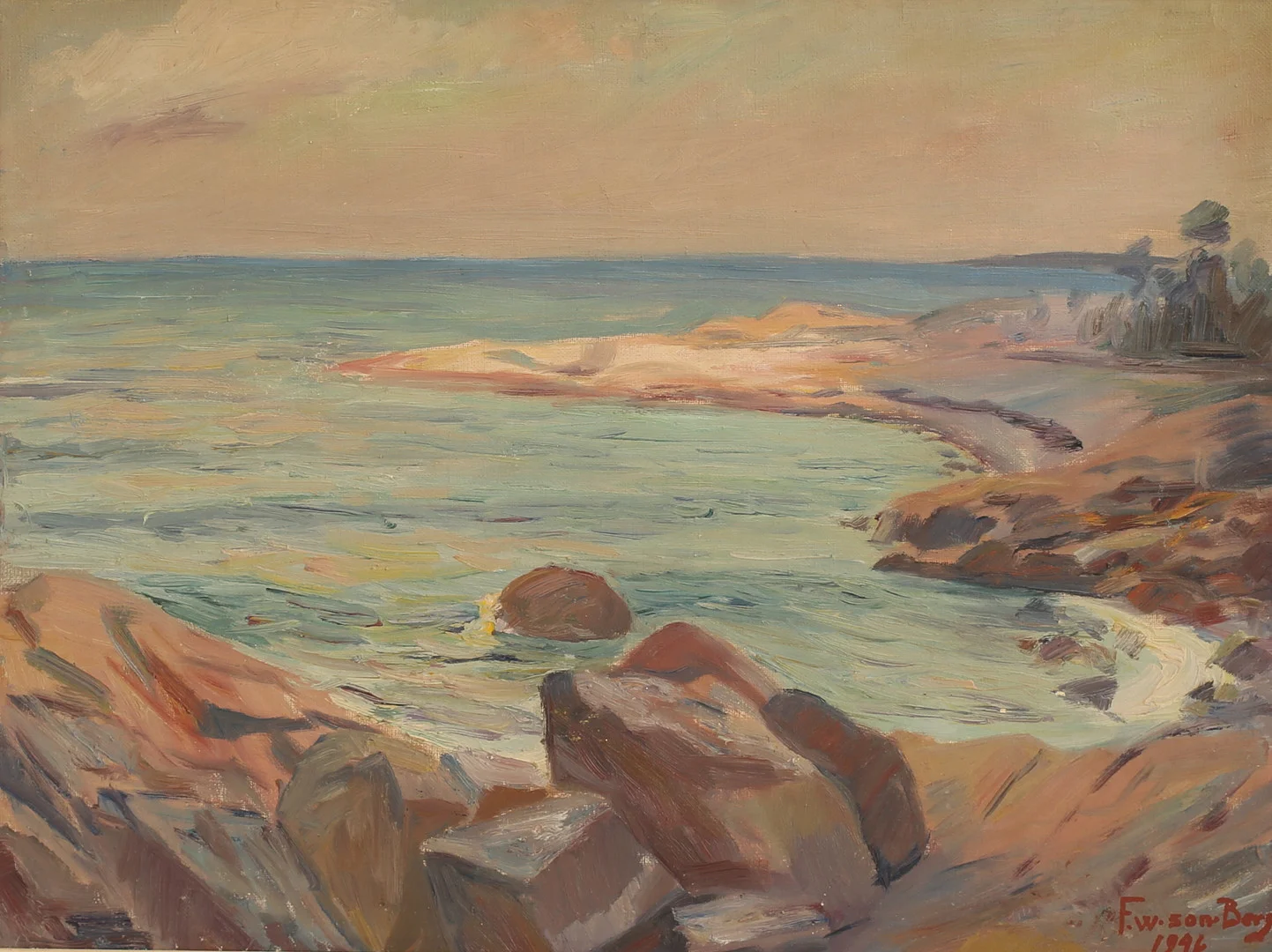 FOLKE WILHELMSSON BERG. Olja på duk, signerad och daterad 1946. — Paintings — RA Auktionsverket Norrköping