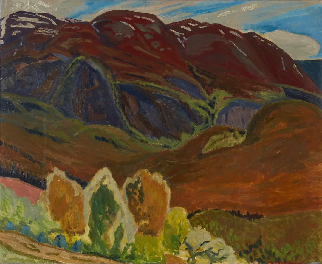 Midelfart, Willi — "Skorve, Flatdal Telemark" 1938 — Kunst/Maleri — Blomqvist