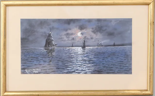 OIDENTIFIERAD KONSTNÄR. AKVARELL på papper, marin, signerad, 1900-tal.