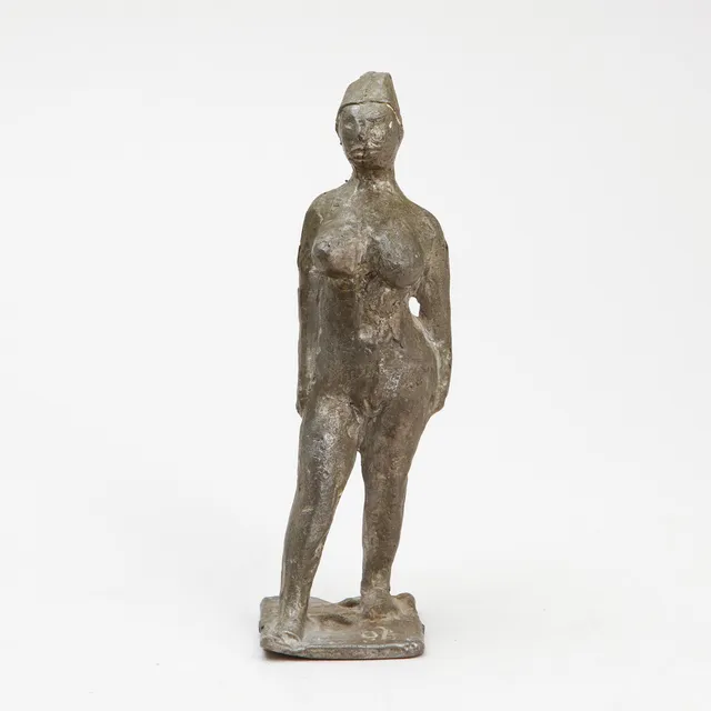 ORVAR PALM. Skulptur, tenn, signerad O.P.