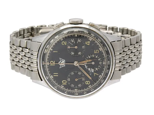 KRONOMETER STOCKHOLM, "Breitling, Premier", Cal Venus 178, Serie nr. 598334, Ref nr. 734 (Breitling Premier), Boett nr. 734, kronograf, herrur, 37 mm, stål, manuell, plexiglas, renoverad urtavla, skadad urtavla/visare, ej signerat urverk, böjt bandhorn/skadat (se bild), ca 1945, metallänk ej original.