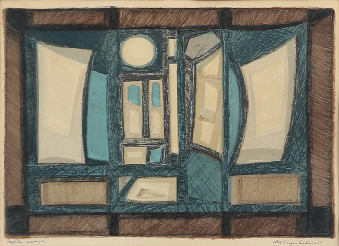 MAX GREGOR CARLSSON. Komposition, färglitografi, provtryck, signerad och daterad. — Engravings & Prints — Garpenhus Auktioner