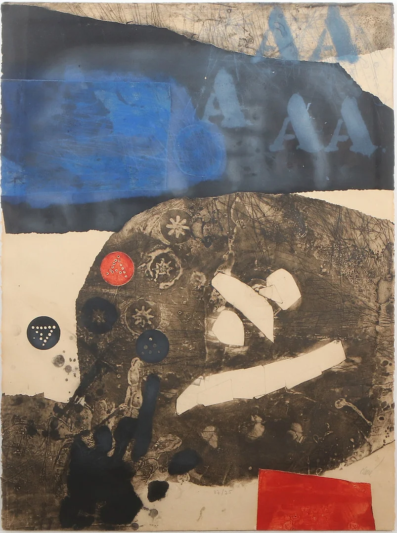 ANTONI CLAVÉ. Carborundumetsning, 37/75. Komposition. Signerad. — Engravings & Prints — Skånes Auktionsverk