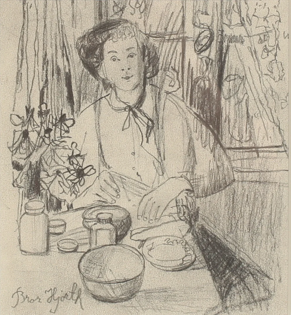 BROR HJORTH. Blyertsteckning, signerad. — Paintings — RA Auktionsverket Norrköping
