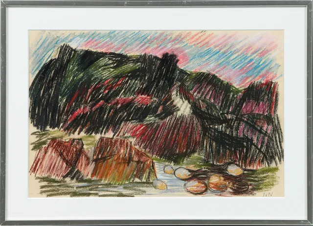 NILS NILSSON. Landskap, pastell, monogramsignerad.