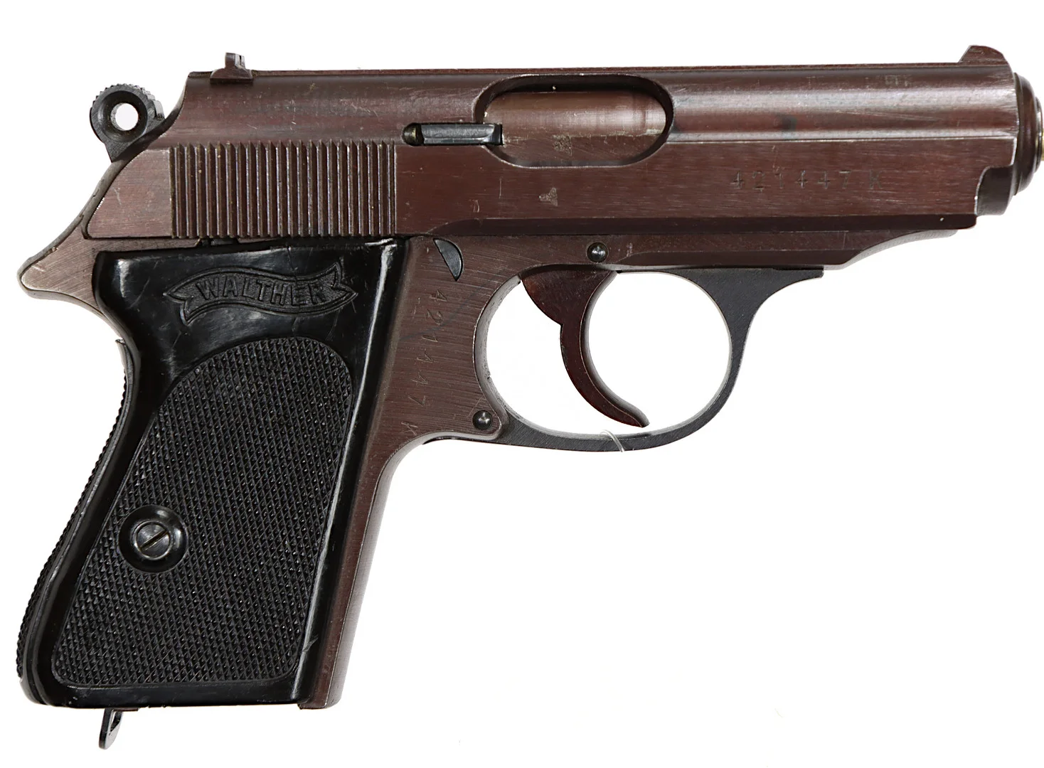 PISTOL, fabrikat Walther Zella Mehlis, modell PPK, kaliber 7,65mm, tillv.nr 421447K. — Pistols — Walter Borg