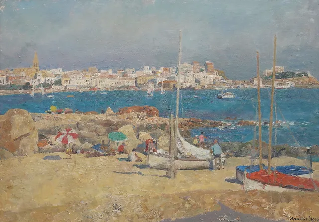 JOSEP MARIA MALLOL SUAZO. "Barcas en la playa".