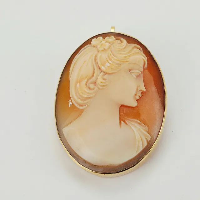 BROSCH/HÄNGE, guld, 18K, total vikt ca. 6,6 gram.