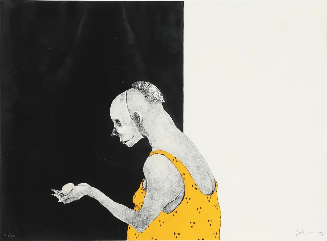 Untitled. Signed Kvium 07, 17/250. Lithograph in colours. Sheet size 48×65 cm. — Modern Prints/Modern art — Bruun Rasmussen