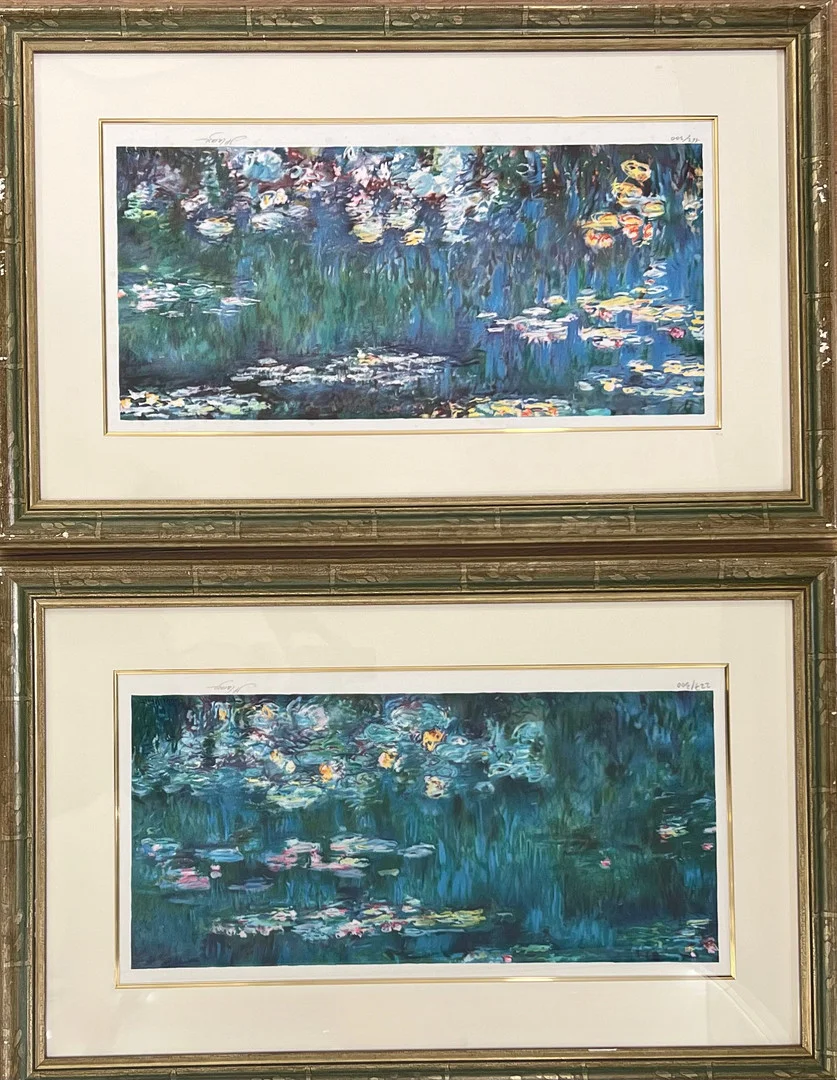 CLAUDE MONET. RÉPLICA. Reflejos verdes. Dos litografías posteriores numerada a lápiz 227/300. — Engravings & Prints — Arce Auctions