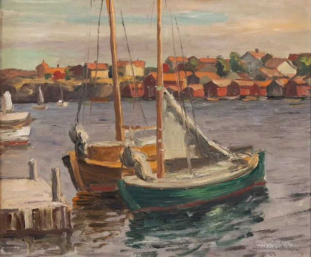 ELLIS WALLIN. Fiskebäckskil, olja på duk, signerad och daterad -29.