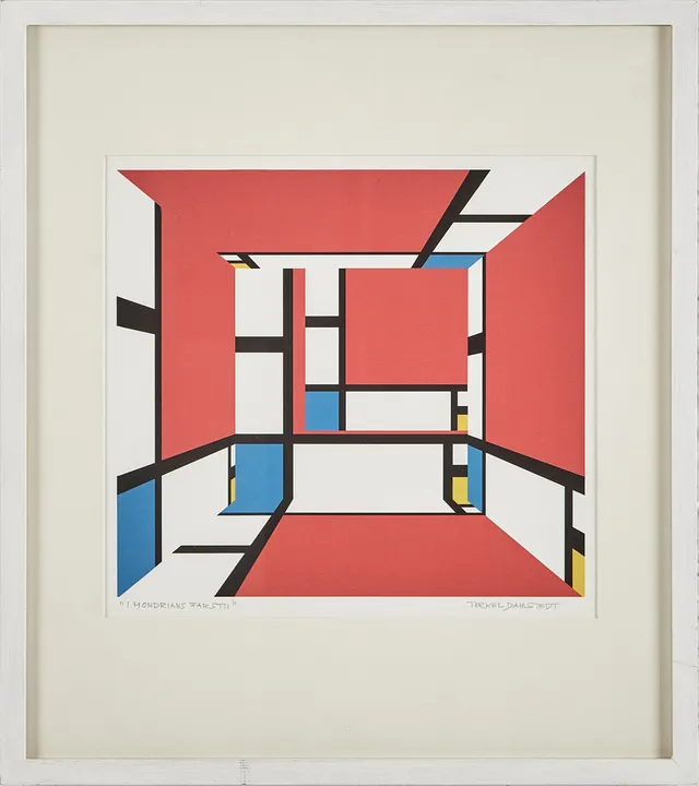 TORKEL DAHLSTEDT (F. 1942). "I Mondrians farstu", seriegrafi, signerad samt blindstämplad.
