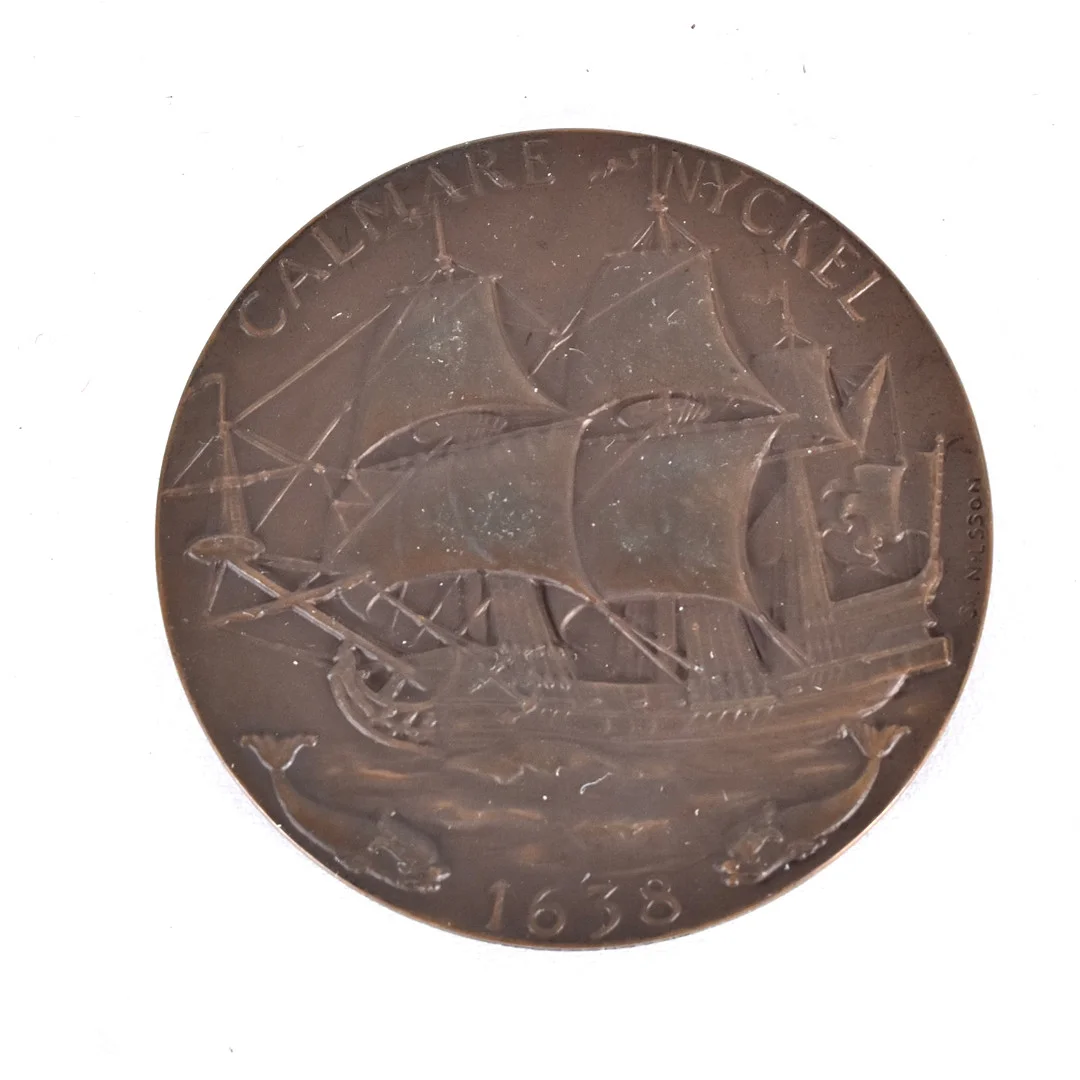 SVEN NILSSON. minnesmedalj, New Sweden 1638-1938. — Orders & Medals — Halmstads Auktionskammare
