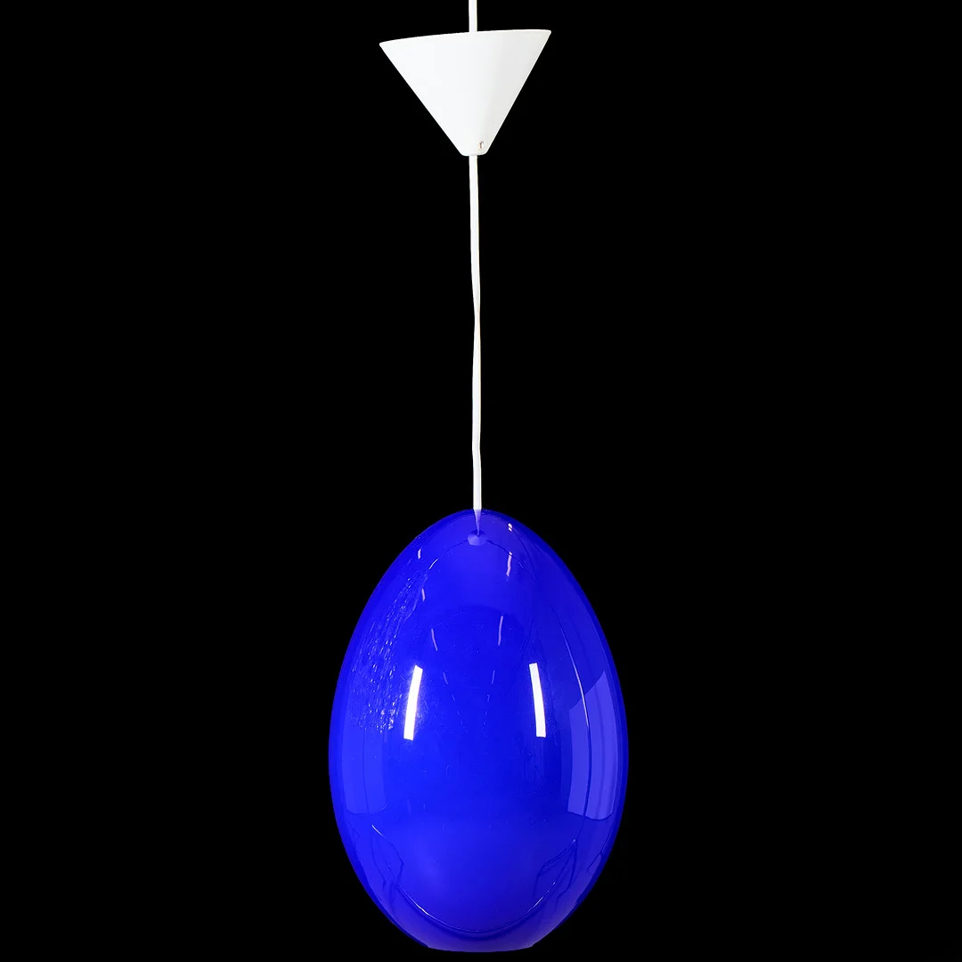 UNO KRISTIANSSON. Taklampa, "Unouvo", blåtonat glas, För Luxus, Vittsjö, 1900-talets andra hälft. — Ceiling lights — Uppsala Auktionskammare
