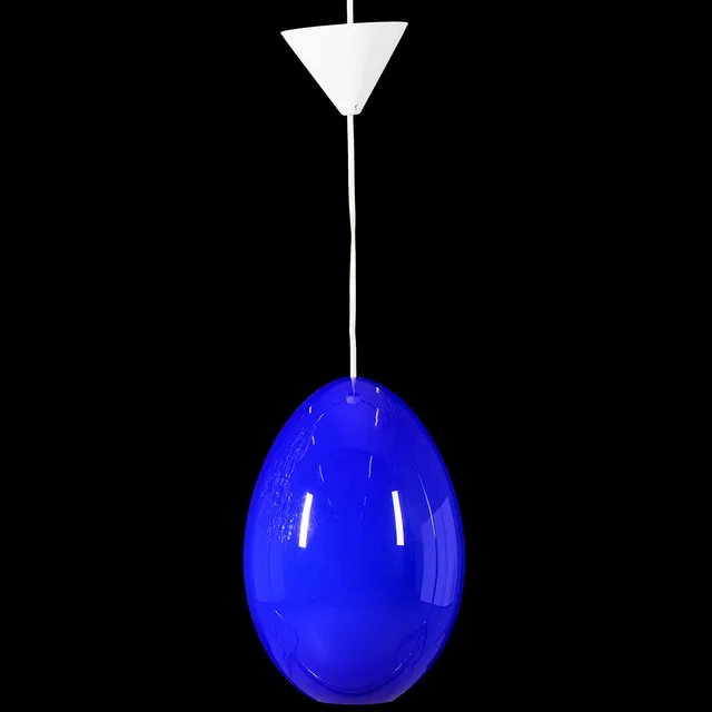 UNO KRISTIANSSON. Taklampa, "Unouvo", blåtonat glas, För Luxus, Vittsjö, 1900-talets andra hälft.