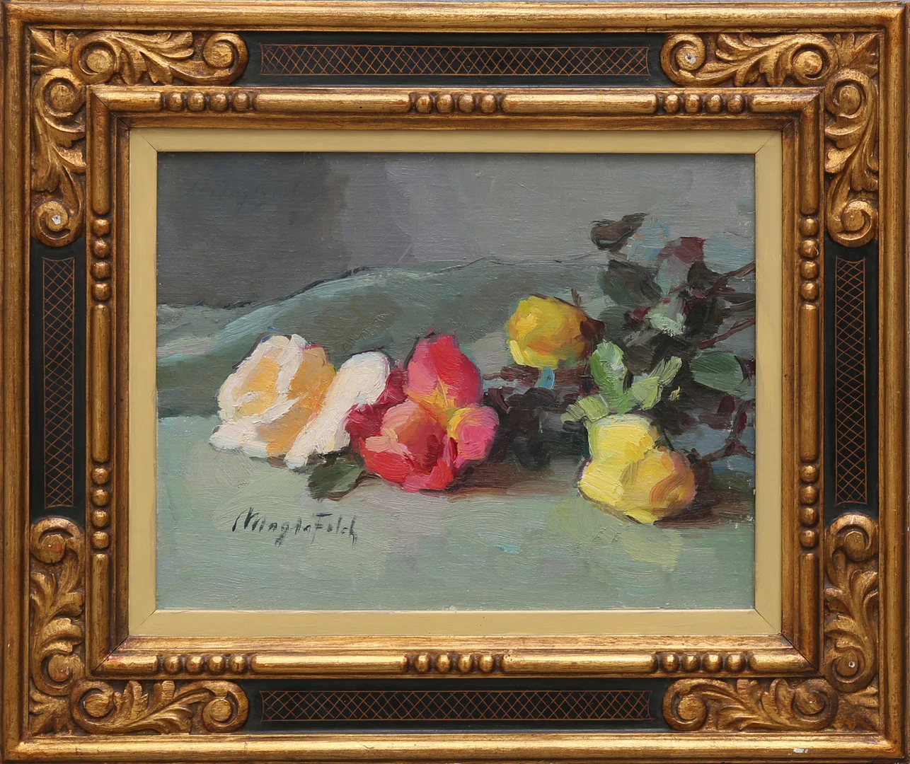 MAGDA FOLCH. STILLEBEN MED ROSOR. — Paintings — Crafoord Auktioner Lund