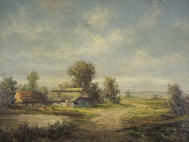 Unbekannter Künstler, Bauernhaus, Öl auf Leinwand.