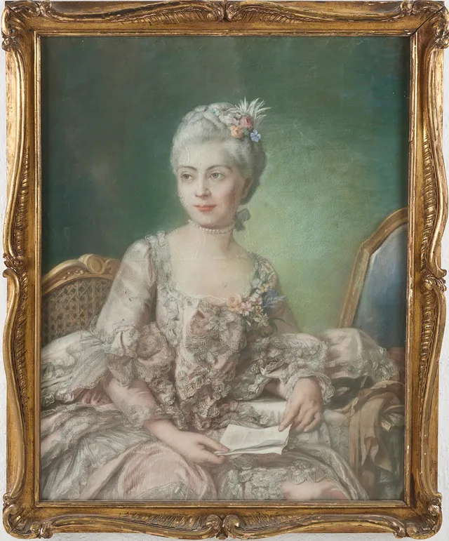 ALEXANDER ROSLIN. Efter (omkring 1900). Porträtt av Marie Suzanne Giroust, konstnärens hustru.