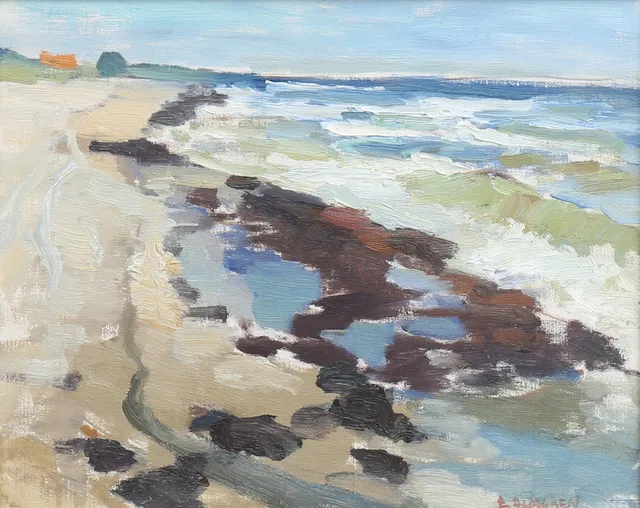 ERIK ALMGREN. "Strand". Olja på duk, signerad.