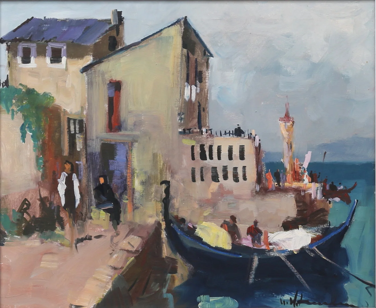 UNO HUBERT KARLSSON. Olja på duk, sydländskt landskap, signerad U H Karlsson. — Paintings — Auktionshuset Thelin & Johansson