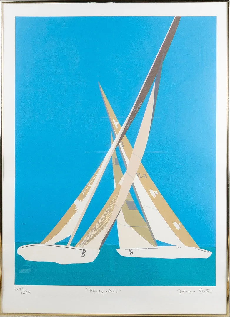 FRANCO COSTA. "Ready About", färglitografi. — Engravings & Prints — Stockholms Auktionsverk Helsingborg
