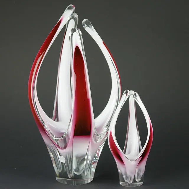 PAUL KEDELV. Konstglas, 2 st. "Coquille", Flygsfors, daterade -57.