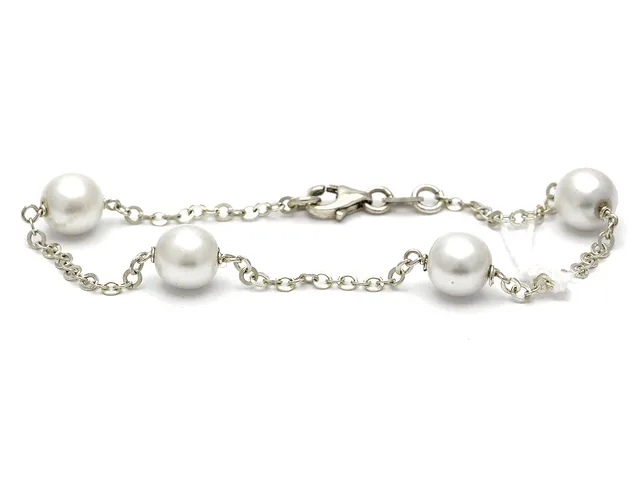 Armband S925 2,9g 18cm med syntetiska pärlor