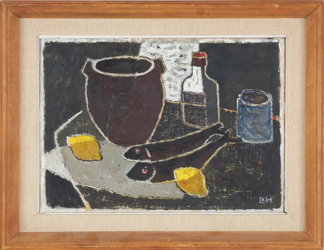 BIRGER HALLING. Stilleben, olja på pannå, monogramsignerad.