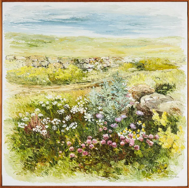 ANITA ERSÉUS (född 1929), Blomsteräng, olja på duk, signerad.
