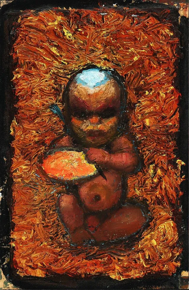 Composition. Signed on the reverse. Oil and mixed media on panel. Relief. 33×21.5 cm.