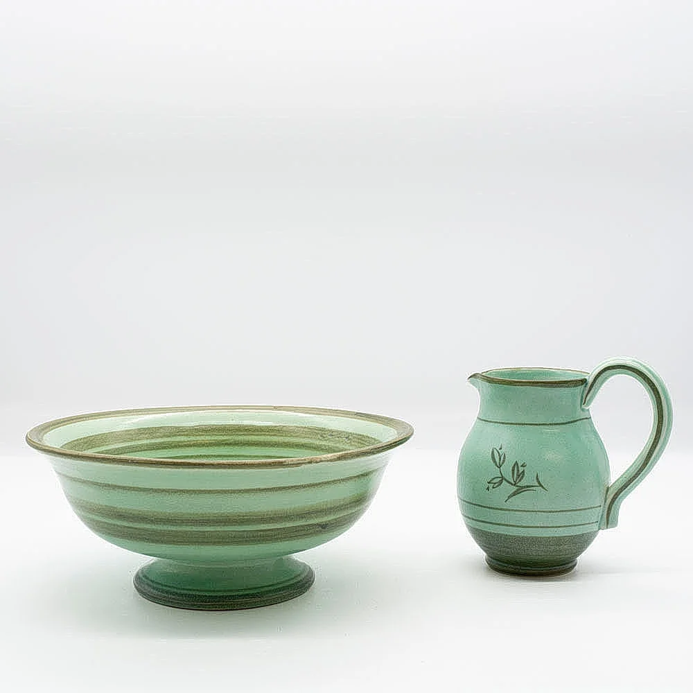 EVA JANKE-BJÖRK. WASCHSET, 2-TEILIG, „TURK“, BO FAYENCE GEFLE, SCHWEDEN, KERAMIK. — European — Kunst- und Auktionshaus Kleinhenz