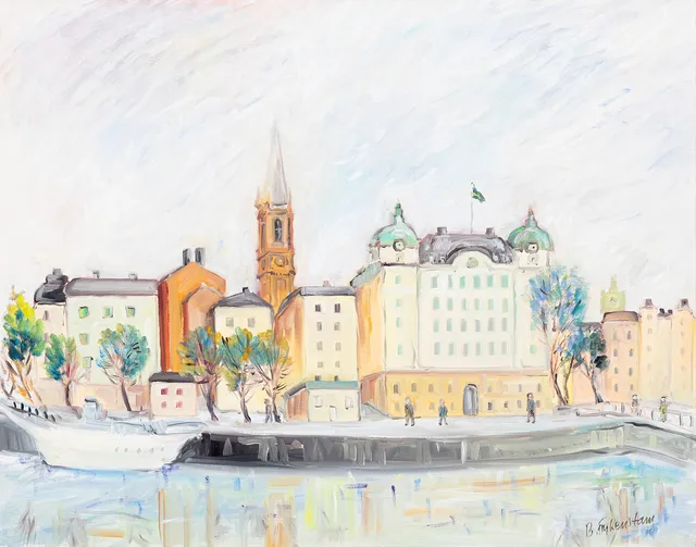 BÖRJE FRYKENSTAM (1936-2021). Stockholmsmotiv, olja på duk, signerad.