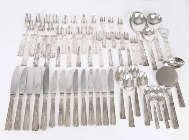 Jens Harald Quistgaard for O.V. Mogensen: 'Champagne': Silver cutlery service (approx. 53 pieces)