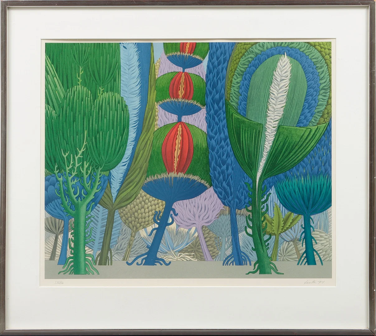 WOLFGANG HUTTER. Komposition med växter, färglitografi, signerad och numrerad s 22/50. — Engravings & Prints — Göteborgs Auktionsverk