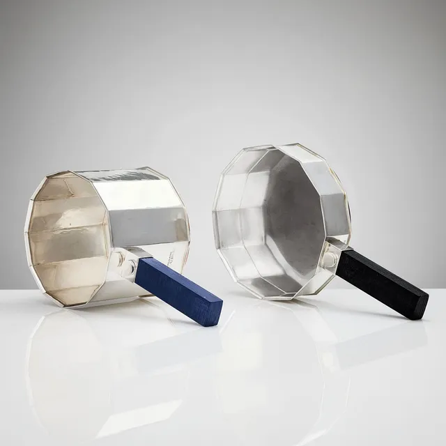 BENGT LILJEDAHL. Kastruller, 2 stycken sterlingsilver, Stockholm 1997.