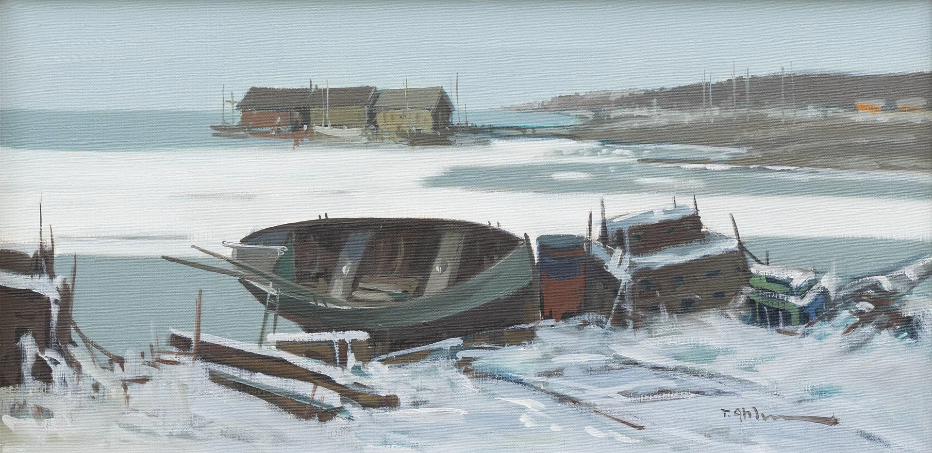 TAGE RUDOLF AHLM (1914–1981). "Vinterdag - Bohuslän", olja på duk, signerad. — Paintings — Garpenhus Auktioner