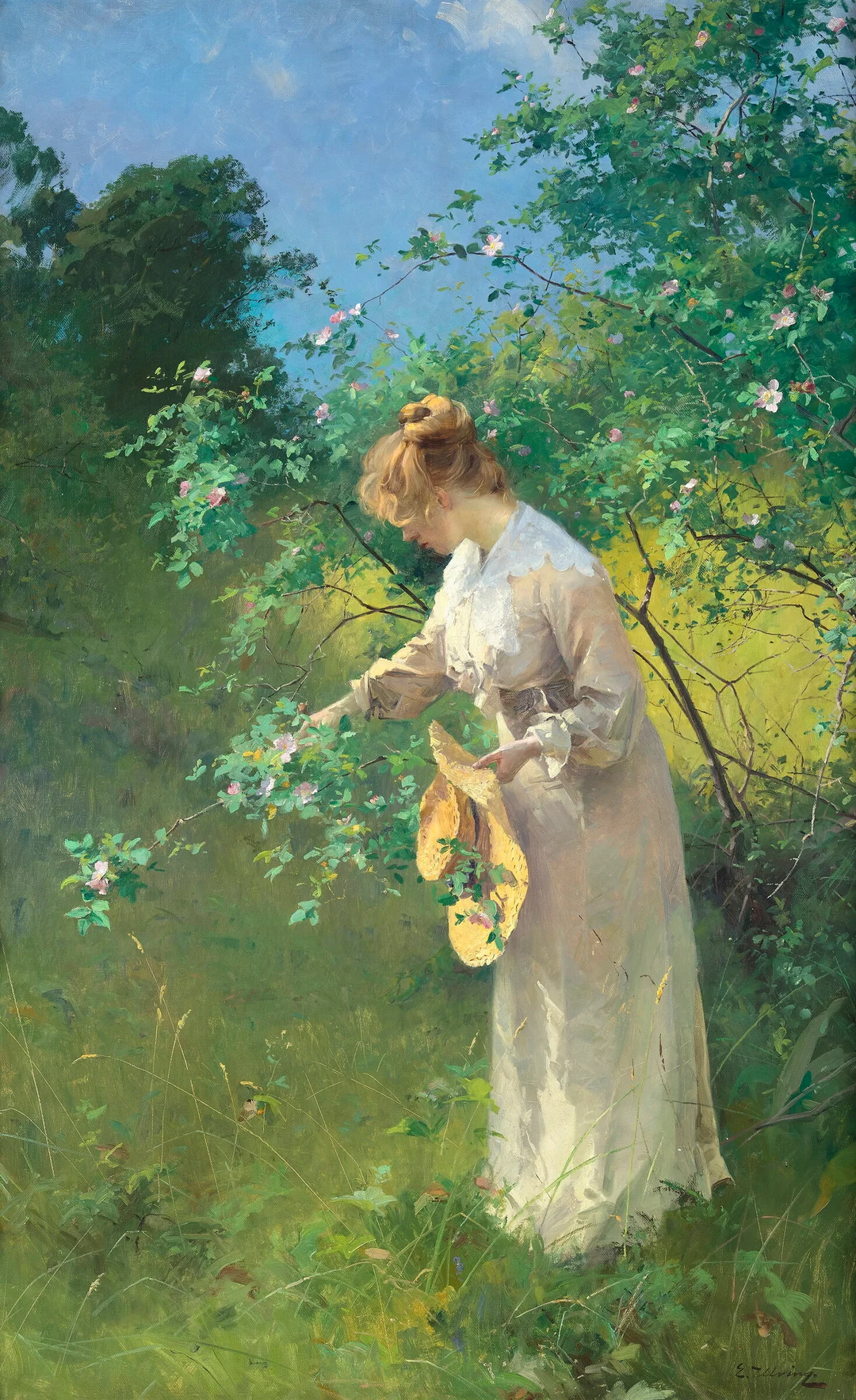 Ulving, Even — Fredrikke ved rosebusken — Kunst/Maleri — Blomqvist
