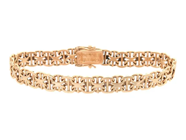 ARMBAND, 18K guld, x-länk med stav, längd 18,5 cm, kistlås, säkerhetsåttor, vikt 19,0 g.