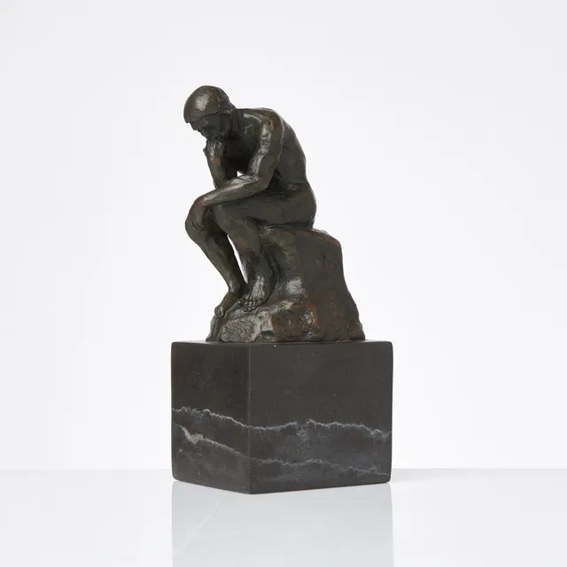AUGUSTE RODIN. EFTER. "Tänkaren", brons, L'Art Bronze France, stensockel.