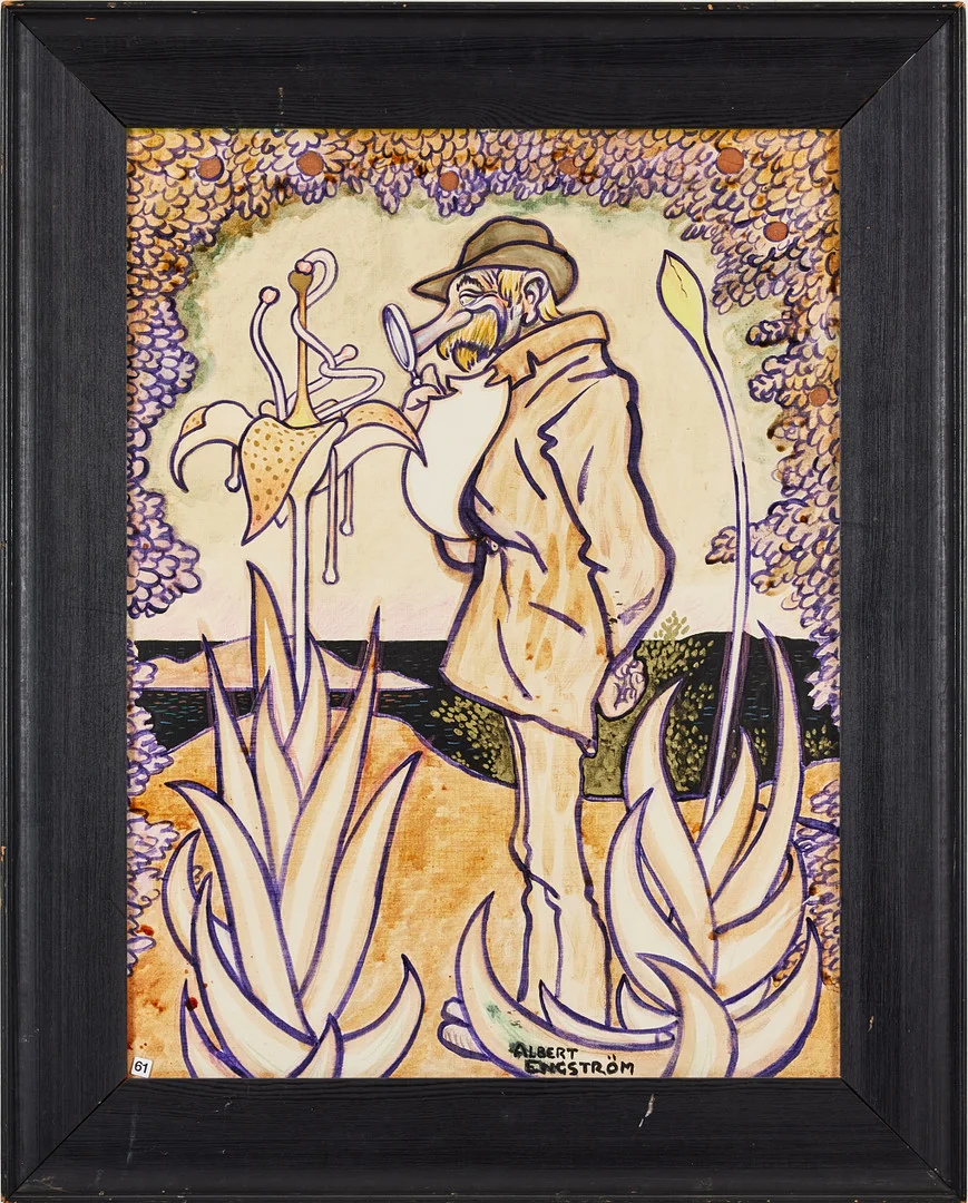 ALBERT ENGSTRÖM. "Kolingen betraktar en blommas befruktning". — Paintings — Stockholms Auktionsverk Fine Art