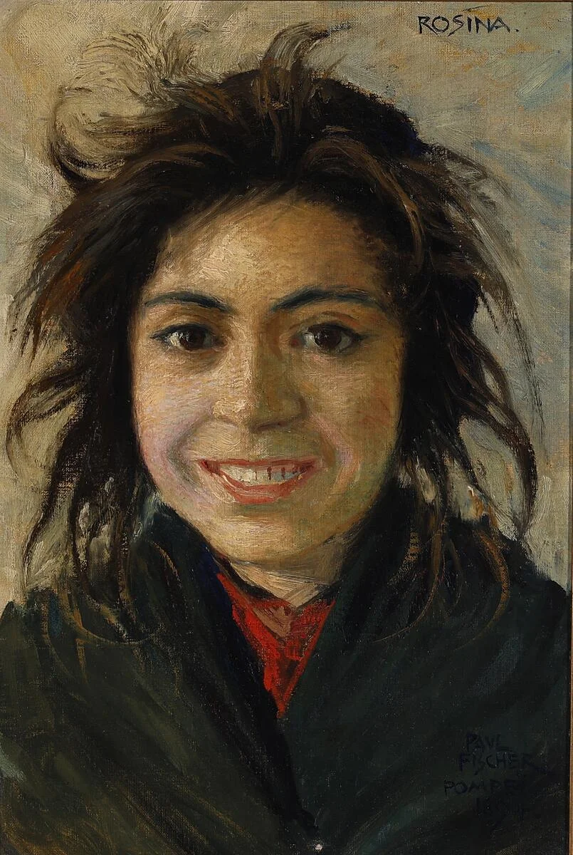 “Rosina”. Signed and dated Paul Fischer, Pompei 1894. Oil on canvas. 37.5×26 cm. — Paintings — Bruun Rasmussen