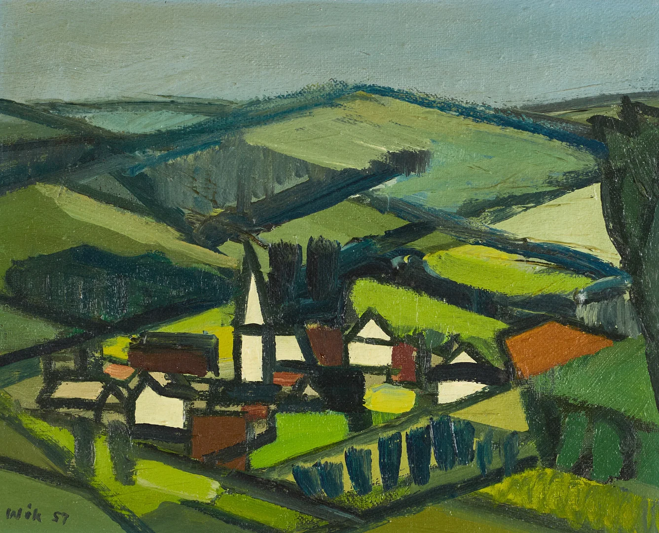 WILHELM WIK (1897-1987). "Berfgsby i Nassan", signerad och daterad Wik -57. — Paintings — Crafoord Auktioner Stockholm