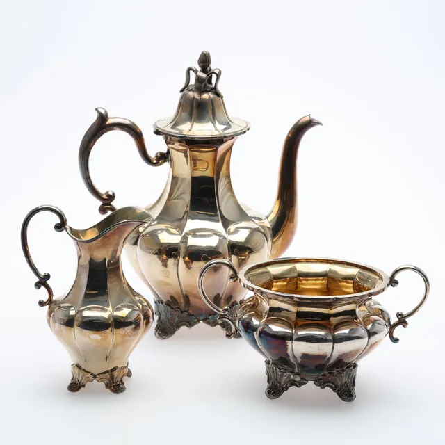 KAFFESET, 3 delar, nysilver, GAB, 1900-tal.
