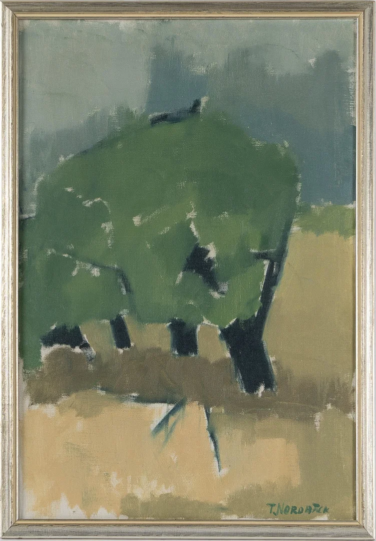 TOMAS NORDBÄCK. Oljemålning på duk. "Trädgrupp". Signerad T.Nordbäck. — Paintings — Stockholms Auktionsverk Helsingborg