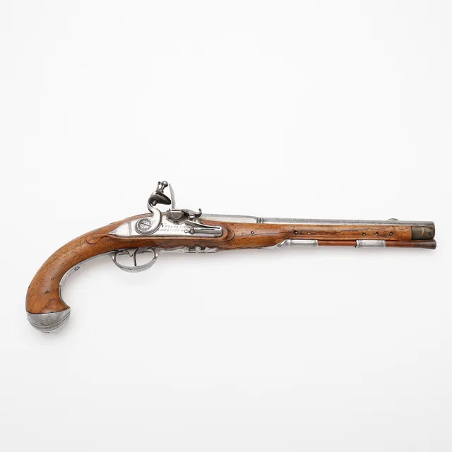 FLINTLÅSPISTOL, på låset signerad Peter Utterberg, Norrköping, 1700-tal.